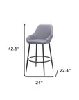 Set of Two 30" Gray And Black Fabric And Steel Bar Height Bar Chairs