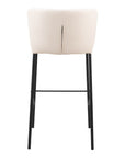 Set of Two 29" Cream And Black Faux Leather And Fabric And Steel Bar Height Bar Chairs
