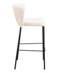 Set of Two 29" Cream And Black Faux Leather And Fabric And Steel Bar Height Bar Chairs