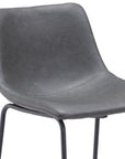 Set of Two 29" Charcoal And Black Faux Leather And Steel Counter Height Bar Chairs