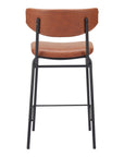 Set of Two 30" Black Faux Leather And Steel Low Back Bar Height Bar Chairs