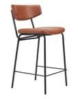 Set of Two 30" Black Faux Leather And Steel Low Back Bar Height Bar Chairs