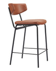 Set of Two 30" Black Faux Leather And Steel Low Back Bar Height Bar Chairs