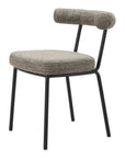 Set of Two Green and Black Upholstered Chenille Open Back Dining Side Chairs