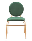 Set of Two Green And Gold Velvet And Steel Dining Side Chairs