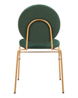 Set of Two Green And Gold Velvet And Steel Dining Side Chairs