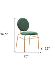 Set of Two Green And Gold Velvet And Steel Dining Side Chairs