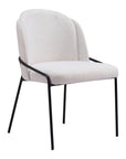 Set of Two Ivory And Black Faux Shearling And Steel Dining Side Chairs