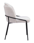 Set of Two Ivory And Black Faux Shearling And Steel Dining Side Chairs