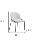Set of Two Ivory And Black Faux Shearling And Steel Dining Side Chairs