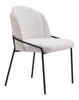 Set of Two Ivory And Black Faux Shearling And Steel Dining Side Chairs