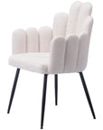 Set of Two Ivory And Black Tufted Boucle And Steel Dining Arm Chairs