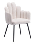 Set of Two Ivory And Black Tufted Boucle And Steel Dining Arm Chairs