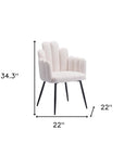 Set of Two Ivory And Black Tufted Boucle And Steel Dining Arm Chairs