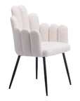 Set of Two Ivory And Black Tufted Boucle And Steel Dining Arm Chairs