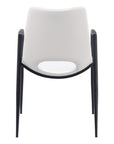 Set of Two White And Black Faux Leather And Steel Dining Arm Chairs