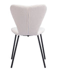 Set of Two Ivory And Black Faux Shearling And Steel Dining Side Chairs