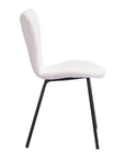 Set of Two Ivory And Black Faux Shearling And Steel Dining Side Chairs