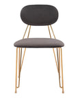 Set of Two Gray And Gold Velvet And Wood And Steel Open Back Dining Side Chairs