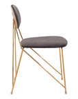 Set of Two Gray And Gold Velvet And Wood And Steel Open Back Dining Side Chairs