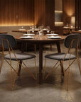 Set of Two Gray And Gold Velvet And Wood And Steel Open Back Dining Side Chairs