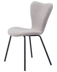 Set of Two Ivory And Black Faux Shearling And Steel Dining Side Chairs