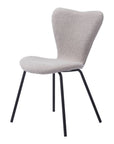 Set of Two Ivory And Black Faux Shearling And Steel Dining Side Chairs