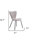 Set of Two Ivory And Black Faux Shearling And Steel Dining Side Chairs