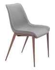 Set of Two Slate Gray And Brown Fabric And Wood And Steel Dining Side Chairs