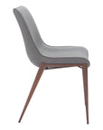 Set of Two Slate Gray And Brown Fabric And Wood And Steel Dining Side Chairs