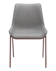 Set of Two Slate Gray And Brown Fabric And Wood And Steel Dining Side Chairs
