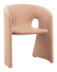 Tan And Beige Fabric And Steel Partially Open Back Dining Arm Chair