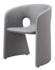 Tan And Beige Fabric And Steel Partially Open Back Dining Arm Chair
