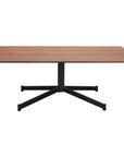 48" Brown and Black Wood and Steel Pedestal Coffee Table