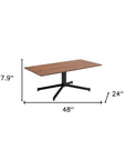 48" Brown and Black Wood and Steel Pedestal Coffee Table