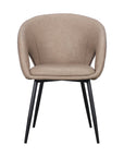 Set of Two Light Gray And Black Tufted Slipcovered Faux Leather And Wood Partially Open Back Dining Arm Chairs