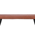 54" Brown and Black Faux Leather Upholstered Dining Bench