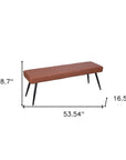 54" Brown and Black Faux Leather Upholstered Dining Bench