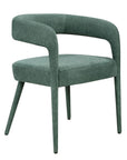 Set of Two Green Upholstered Linen Open Back Dining Side Chairs
