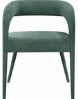 Set of Two Green Upholstered Linen Open Back Dining Side Chairs