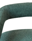 Set of Two Green Upholstered Linen Open Back Dining Side Chairs