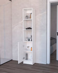 13" White Wood Single Door Linen Cabinet