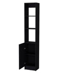 13" Black Wood Single Door Linen Cabinet