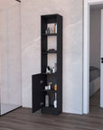 13" Black Wood Single Door Linen Cabinet