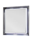 42" Silver And White Wood Square Lighted Dresser Mount Framed Mirror