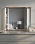 38" White And Silver Wood Lighted Dresser Mount Framed Mirror