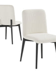 Set of Two White and Black Upholstered Boucle Dining Side Chairs