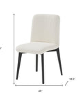 Set of Two White and Black Upholstered Boucle Dining Side Chairs