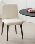 Set of Two White and Black Upholstered Boucle Dining Side Chairs