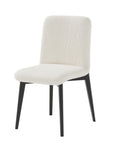 Set of Two White and Black Upholstered Boucle Dining Side Chairs